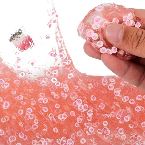 Blue Clear Slime Pink Heart Add Ins, Scented Crystal Water Jelly Slime Stretchy Soft Putty, Big Slime Stress Relief Toy for Girls Boys Gifts Kids Birthday Party Favors 7OZ 200ML in Saudi Arabia
