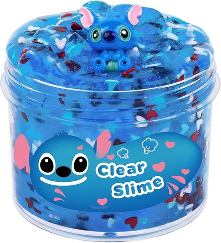 سلايم أزرق شفاف على شكل قلب وردي إضافي، سلايم هلامي معطر بماء كريستالي قابل للتمدد، معجون ناعم، لعبة سلايم كبيرة لتخفيف التوتر للفتيات والأولاد والأطفال هدايا حفلات أعياد الميلاد 7 أونصة 200 مل in Kuwait