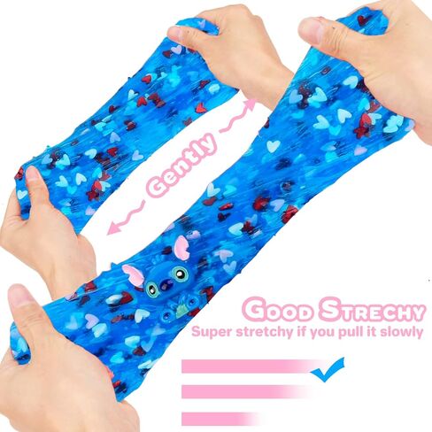 سلايم أزرق شفاف على شكل قلب وردي إضافي، سلايم هلامي معطر بماء كريستالي قابل للتمدد، معجون ناعم، لعبة سلايم كبيرة لتخفيف التوتر للفتيات والأولاد والأطفال هدايا حفلات أعياد الميلاد 7 أونصة 200 مل in Kuwait