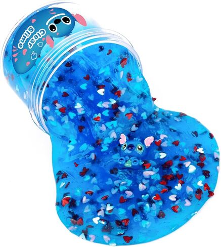 سلايم أزرق شفاف على شكل قلب وردي إضافي، سلايم هلامي معطر بماء كريستالي قابل للتمدد، معجون ناعم، لعبة سلايم كبيرة لتخفيف التوتر للفتيات والأولاد والأطفال هدايا حفلات أعياد الميلاد 7 أونصة 200 مل in Kuwait