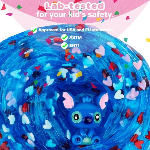 سلايم أزرق شفاف على شكل قلب وردي إضافي، سلايم هلامي معطر بماء كريستالي قابل للتمدد، معجون ناعم، لعبة سلايم كبيرة لتخفيف التوتر للفتيات والأولاد والأطفال هدايا حفلات أعياد الميلاد 7 أونصة 200 مل in Kuwait