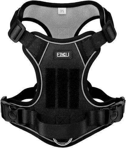 ETACCU Dog Harness for Medium Size Dogs, No Pull Dog Harness with Handle, Front Clip Reflective No-Choke Adjustable Dog Chest Harness with 2 Clips 2 Buckles, Dog Vest Harness, M in Saudi Arabia