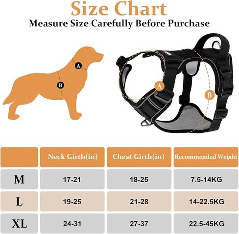 ETACCU Dog Harness for Medium Size Dogs, No Pull Dog Harness with Handle, Front Clip Reflective No-Choke Adjustable Dog Chest Harness with 2 Clips 2 Buckles, Dog Vest Harness, M in Saudi Arabia