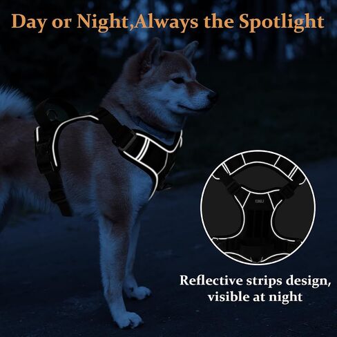 ETACCU Dog Harness for Medium Size Dogs, No Pull Dog Harness with Handle, Front Clip Reflective No-Choke Adjustable Dog Chest Harness with 2 Clips 2 Buckles, Dog Vest Harness, M in Saudi Arabia