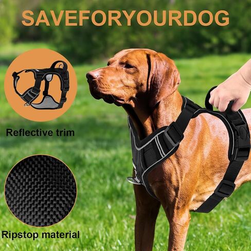 ETACCU Dog Harness for Medium Size Dogs, No Pull Dog Harness with Handle, Front Clip Reflective No-Choke Adjustable Dog Chest Harness with 2 Clips 2 Buckles, Dog Vest Harness, M in Saudi Arabia