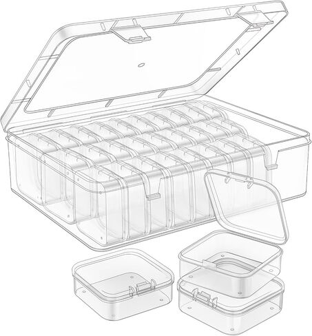 Mathtoxyz Bead Organizer Box, 30Pcs Small Beads Organizers and Storage Plastic Cases Mini Clear Dimond Storage Containers Boxes with Hinged Lid and Rectangle for Bracelet Making DIY Jewelry Craft Nail in Kuwait