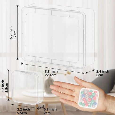 Mathtoxyz Bead Organizer Box, 30Pcs Small Beads Organizers and Storage Plastic Cases Mini Clear Dimond Storage Containers Boxes with Hinged Lid and Rectangle for Bracelet Making DIY Jewelry Craft Nail in Kuwait