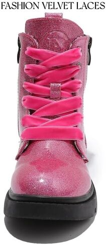 kkdom Boys Girls Glitter Ankle Boots Lace Up Side Zipper Combat Boots(Toddler/Little Kid/Big Kid) in Saudi Arabia