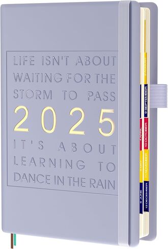 2025 Planner Weekly and Monthly - Hourly Schedule Daily Planner - To Do List Planner with Monthly Tabs and Pen Loop - 100 GSM Paper - Hardcover - Faux Leather - 5.7" x 8.3" - Light Blue in Saudi Arabia