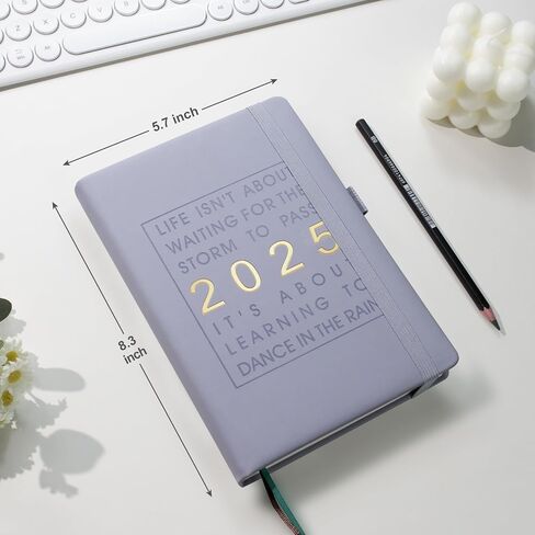 2025 Planner Weekly and Monthly - Hourly Schedule Daily Planner - To Do List Planner with Monthly Tabs and Pen Loop - 100 GSM Paper - Hardcover - Faux Leather - 5.7" x 8.3" - Light Blue in Saudi Arabia