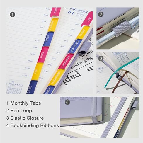 2025 Planner Weekly and Monthly - Hourly Schedule Daily Planner - To Do List Planner with Monthly Tabs and Pen Loop - 100 GSM Paper - Hardcover - Faux Leather - 5.7" x 8.3" - Light Blue in Saudi Arabia