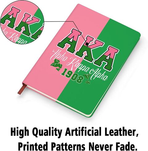 AKA Sorority Gift Leather Notebook for Women Girls Pink and Green Greek Sorority Journal Notebook Sisterhood Graduation Gift (2) in Saudi Arabia