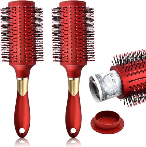 قطعتان من فرشاة شعر آمنة للتحويل، أموال مخفية، نقود، مفتاح، مشط فرشاة شعر المجوهرات، حاوية تخزين آمنة للأشياء الصغيرة للأشياء الثمينة الآمنة أثناء السفر in Kuwait