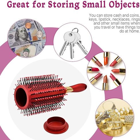قطعتان من فرشاة شعر آمنة للتحويل، أموال مخفية، نقود، مفتاح، مشط فرشاة شعر المجوهرات، حاوية تخزين آمنة للأشياء الصغيرة للأشياء الثمينة الآمنة أثناء السفر in Kuwait