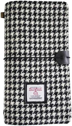Harris Tweed Travel Journal, Soft Cover Travelers Notebook - 8.7" x 5.0",Refillable with 3 Blank Inserts, Standard Size (Houndstooth) in Kuwait