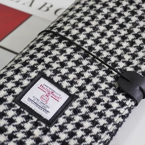 Harris Tweed Travel Journal, Soft Cover Travelers Notebook - 8.7" x 5.0",Refillable with 3 Blank Inserts, Standard Size (Houndstooth) in Kuwait