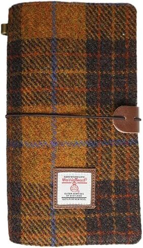 Harris Tweed Travel Journal, Soft Cover Travelers Notebook - 8.7" x 5.0",Refillable with 3 Blank Inserts, Standard Size (Houndstooth) in Kuwait