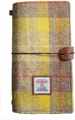 Harris Tweed Travel Journal, Soft Cover Travelers Notebook - 8.7" x 5.0",Refillable with 3 Blank Inserts, Standard Size (Houndstooth) in Kuwait