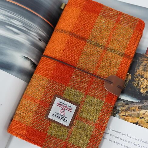 Harris Tweed Travel Journal, Soft Cover Travelers Notebook - 8.7" x 5.0",Refillable with 3 Blank Inserts, Standard Size (Houndstooth) in Kuwait