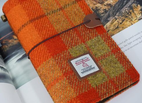 Harris Tweed Travel Journal, Soft Cover Travelers Notebook - 8.7" x 5.0",Refillable with 3 Blank Inserts, Standard Size (Houndstooth) in Kuwait