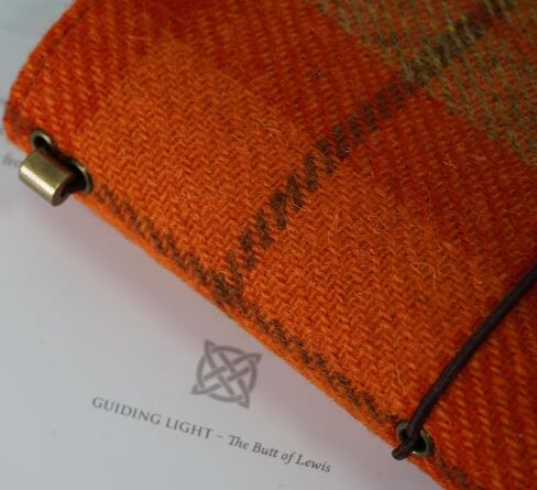 Harris Tweed Travel Journal, Soft Cover Travelers Notebook - 8.7" x 5.0",Refillable with 3 Blank Inserts, Standard Size (Houndstooth) in Kuwait