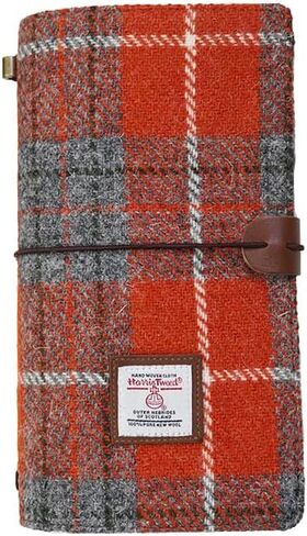 Harris Tweed Travel Journal, Soft Cover Travelers Notebook - 8.7" x 5.0",Refillable with 3 Blank Inserts, Standard Size (Houndstooth) in Kuwait