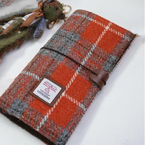 Harris Tweed Travel Journal, Soft Cover Travelers Notebook - 8.7" x 5.0",Refillable with 3 Blank Inserts, Standard Size (Houndstooth) in Kuwait