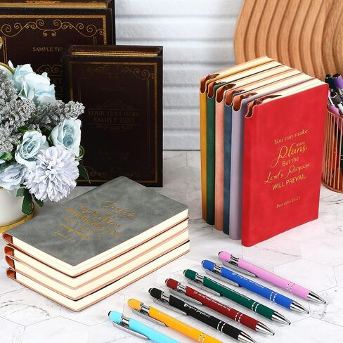 Qilery 40 Pcs Christian Gifts Set Include 20 Bible Verse Notebook 20 Bible Ballpoint Pen Inspirational Religious Leather Journal Pocket Small Bible Notepad for Women Office School Appreciation Gifts in Saudi Arabia