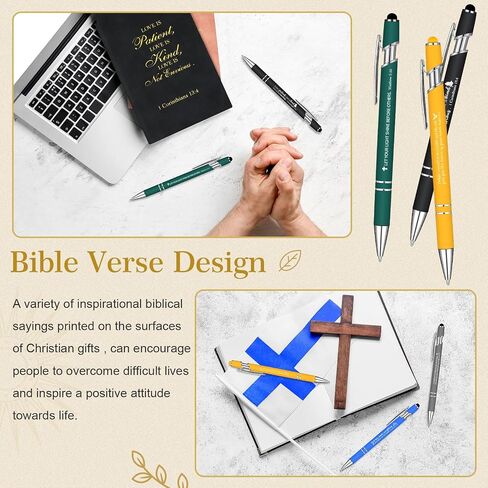 Qilery 40 Pcs Christian Gifts Set Include 20 Bible Verse Notebook 20 Bible Ballpoint Pen Inspirational Religious Leather Journal Pocket Small Bible Notepad for Women Office School Appreciation Gifts in Saudi Arabia