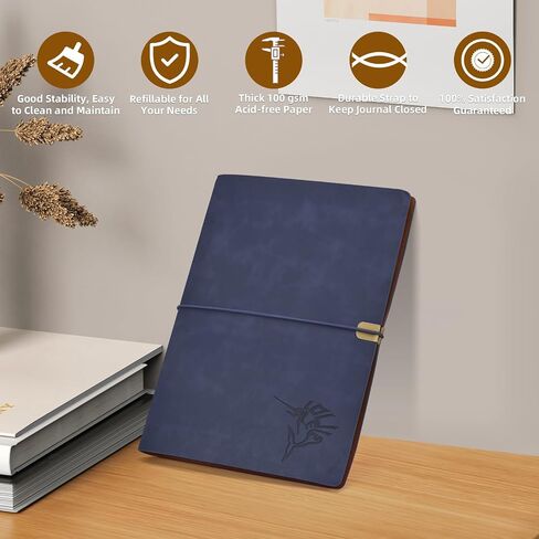 Black Faux Leather Journal for Men - A5 Refillable Notebook, 160 Lined Pages - Classic Gift for Writers & Professionals in Saudi Arabia