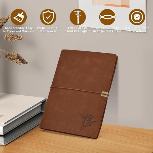 Black Faux Leather Journal for Men - A5 Refillable Notebook, 160 Lined Pages - Classic Gift for Writers & Professionals in Saudi Arabia