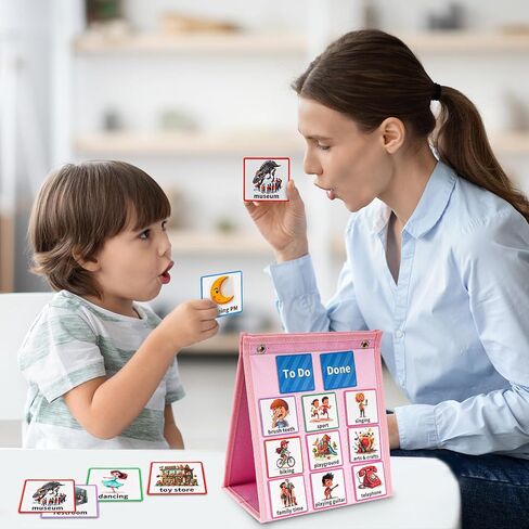 ProCase Visual Schedule for Kids, Daily Routine Core Chart Calender Morning Bedtime Communication Cards Learning Material Wall Planner Behavioral Tool for Kid Toddler Home School -Pink in Saudi Arabia