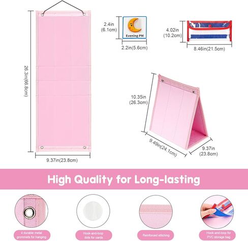 ProCase Visual Schedule for Kids, Daily Routine Core Chart Calender Morning Bedtime Communication Cards Learning Material Wall Planner Behavioral Tool for Kid Toddler Home School -Pink in Saudi Arabia