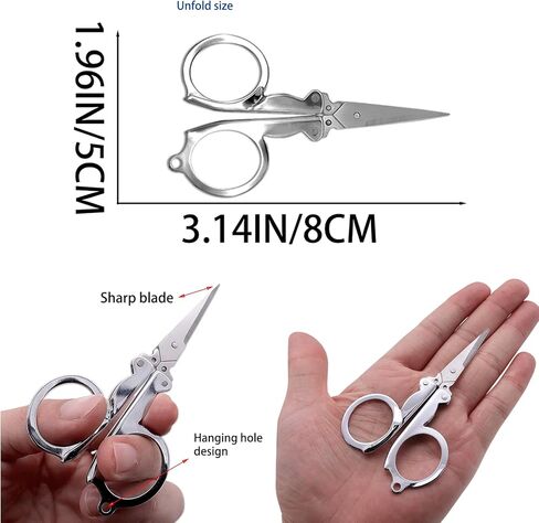 8 قطع مقص صغير، مقص سفر، مقص قابل للطي، حاد ودقيق، مقص خياطة صغير، مقص من الفولاذ المقاوم للصدأ، قاطع صغير للحرف اليدوية، استخدام واسع النطاق، للمنزل، السفر، المكتب، التخييم، في الهواء الطلق in Kuwait