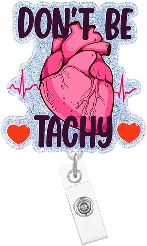 بكرة شارة القلب القابلة للسحب من Don't Be Tachy، حامل شارة ممرضة لأمراض القلب EKG مع ملحقات مشبك الهوية، مشبك شارة اسم RN CNA المضحك للمستشفى الطبي، بطاقة اسم الهوية من الأكريليك الأحمر in Saudi Arabia