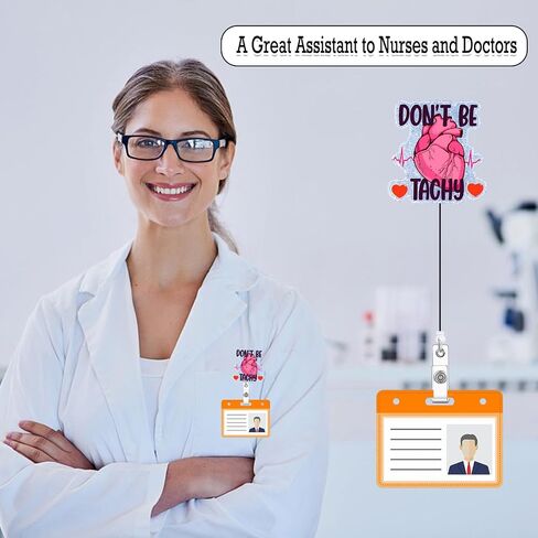 بكرة شارة القلب القابلة للسحب من Don't Be Tachy، حامل شارة ممرضة لأمراض القلب EKG مع ملحقات مشبك الهوية، مشبك شارة اسم RN CNA المضحك للمستشفى الطبي، بطاقة اسم الهوية من الأكريليك الأحمر in Saudi Arabia