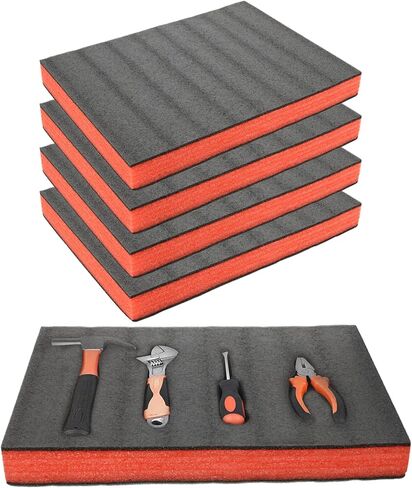 5 قطع من وسادات إسفنج البولي يوريثين من LANIAKEA، 16 × 12 × 1.5 بوصة، أوراق إسفنجية قابلة للقص للتعبئة، صندوق أدوات إسفنجي حرفي، حشوة إسفنجية لتخزين صندوق أدوات الكاميرا، أحمر وأسود in Kuwait
