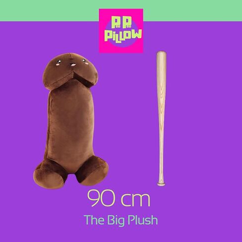 PeePee Pillow™, The Big PeePee Plush Phallic Novelty Cuddle Pillow, Peach or Brown (Brown, 11.8in (30cm)) in Saudi Arabia