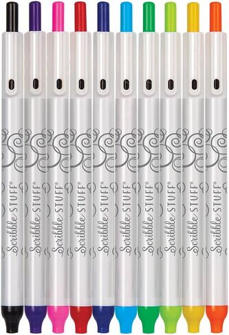 أقلام تلوين قابلة للسحب من RoseArt Scribble Stuff، 10 أقلام، خالية من التلطخ، أقلام تحديد يدوية مقاس 1 مم، أقلام رفيعة، أقلام فنية ممتعة وعملية in Kuwait