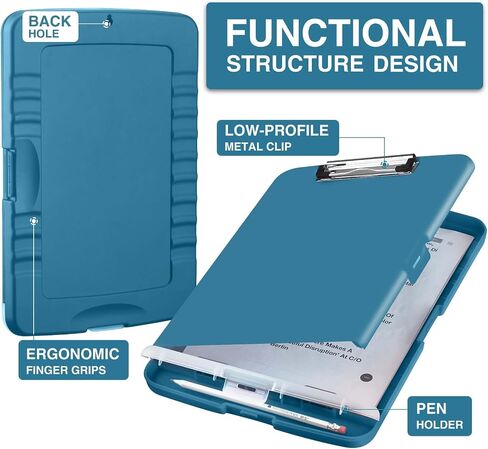 Sooez Clipboards with Storage, High Capacity Clip Boards 8.5x11 with Storage, Heavy Duty Nursing Clipboard Folder, Plastic Clipboard with Pen Holder for Women Teachers Work, School & Office Supplies in Kuwait