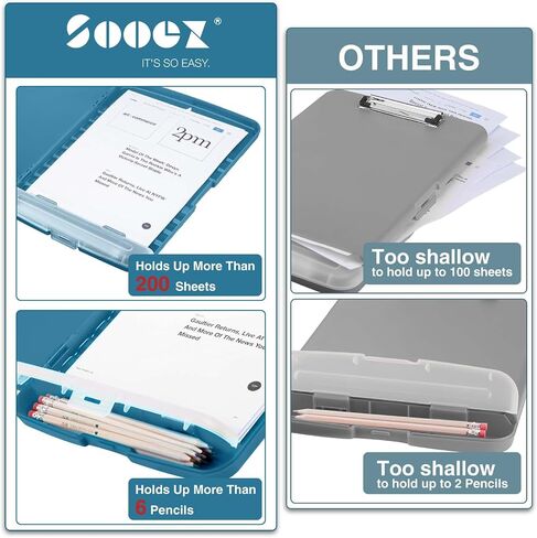Sooez Clipboards with Storage, High Capacity Clip Boards 8.5x11 with Storage, Heavy Duty Nursing Clipboard Folder, Plastic Clipboard with Pen Holder for Women Teachers Work, School & Office Supplies in Kuwait