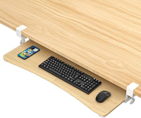 suptek Small Keyboard Tray Under Desk Pull Out with C Clamp Mount, Computer Keyboard & Mouse Tray, 20 (24.2 Including Clamps) x 11.8 inch Slide-Out Platform Computer Drawer for Typing, Black, DSF1S in Kuwait