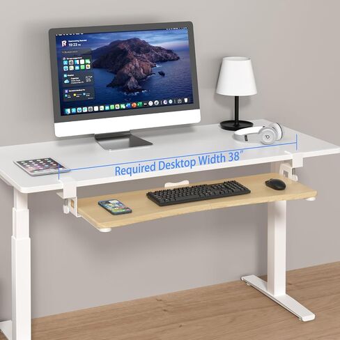 suptek Small Keyboard Tray Under Desk Pull Out with C Clamp Mount, Computer Keyboard & Mouse Tray, 20 (24.2 Including Clamps) x 11.8 inch Slide-Out Platform Computer Drawer for Typing, Black, DSF1S in Kuwait