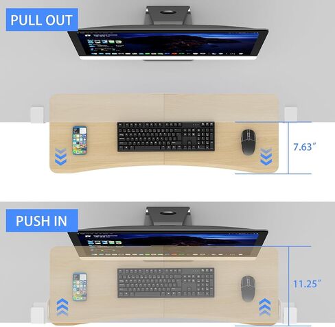 suptek Small Keyboard Tray Under Desk Pull Out with C Clamp Mount, Computer Keyboard & Mouse Tray, 20 (24.2 Including Clamps) x 11.8 inch Slide-Out Platform Computer Drawer for Typing, Black, DSF1S in Kuwait