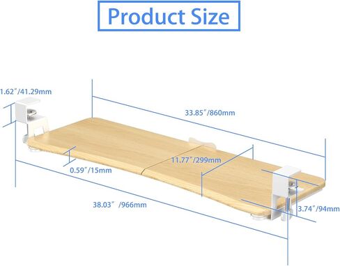 suptek Small Keyboard Tray Under Desk Pull Out with C Clamp Mount, Computer Keyboard & Mouse Tray, 20 (24.2 Including Clamps) x 11.8 inch Slide-Out Platform Computer Drawer for Typing, Black, DSF1S in Kuwait