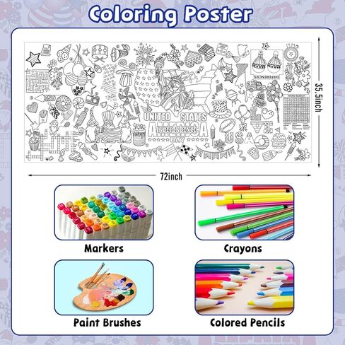 ملصق تلوين عملاق لعام 2025 من DDMY، غطاء طاولة تلوين ورقي للرسم متعدد الاستخدامات مقاس 72 × 35.5 بوصة، ملصق تلوين للحرف الفنية للأطفال مثالي لتزيين حفلات المدرسة/حفلات الأطفال/المناسبات الخاصة in Kuwait