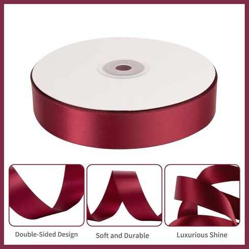 Burgundy Ribbon 1 Inch Maroon Ribbon Double Faced Burgundy Satin Ribbon 50Yds Burgundy Silk Ribbon Thick Dark Wine Red Ribbon for Gift Wrapping Flower Bouquet Wedding Invitations Hair Bows Crafts in Kuwait