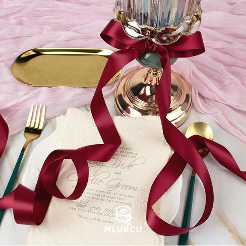 Burgundy Ribbon 1 Inch Maroon Ribbon Double Faced Burgundy Satin Ribbon 50Yds Burgundy Silk Ribbon Thick Dark Wine Red Ribbon for Gift Wrapping Flower Bouquet Wedding Invitations Hair Bows Crafts in Kuwait