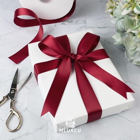Burgundy Ribbon 1 Inch Maroon Ribbon Double Faced Burgundy Satin Ribbon 50Yds Burgundy Silk Ribbon Thick Dark Wine Red Ribbon for Gift Wrapping Flower Bouquet Wedding Invitations Hair Bows Crafts in Kuwait