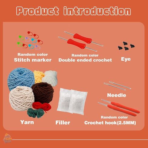 2 Set Crochet Kits, DIY Crochet Kit For Beginners, Cute Animal Kit Hedgehog and Rabbit Starter Pack With Yarn Balls, Crochet Hooks, Stitch Markers, Needles, Instruction, Accessories Kit for Beginners in Saudi Arabia